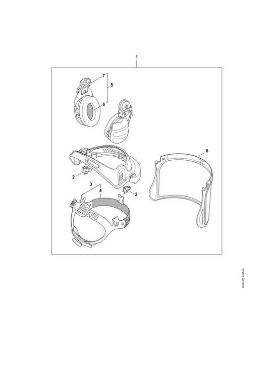 STIHL 0000-889-9027 Gesichtsschutz, Scheibe positie 8 technische tekening