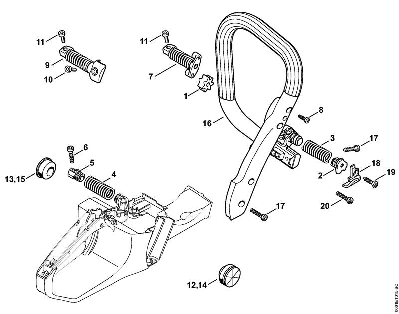 STIHL 1140-790-8301 AV-Feder positie 9 technische tekening