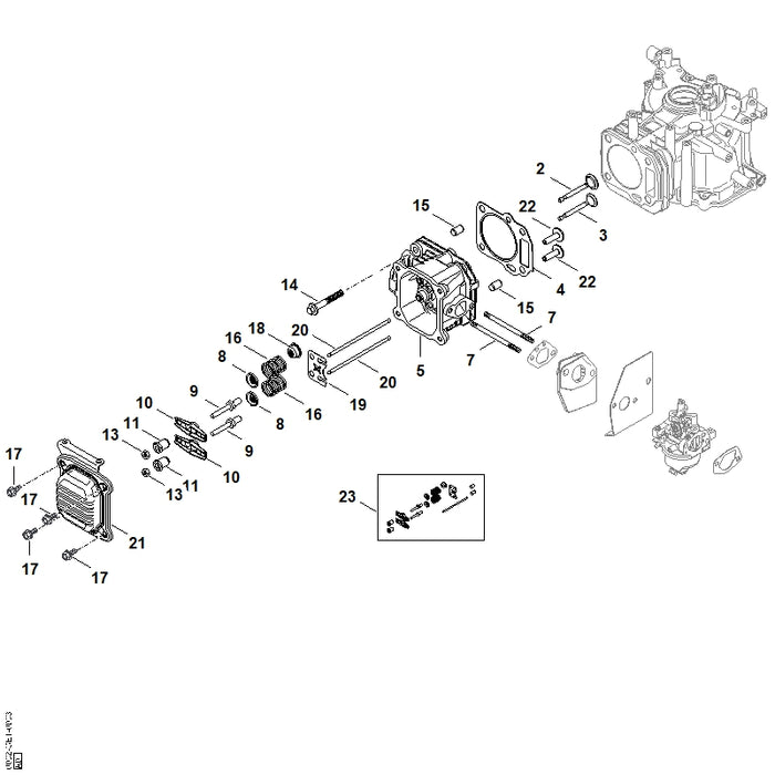 STIHL 0002-007-1000 Satz Ventilteile positie 23 technische tekening