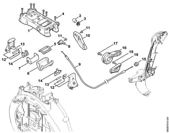 STIHL 4244-790-2403 Bowdenzug positie 9 technische tekening