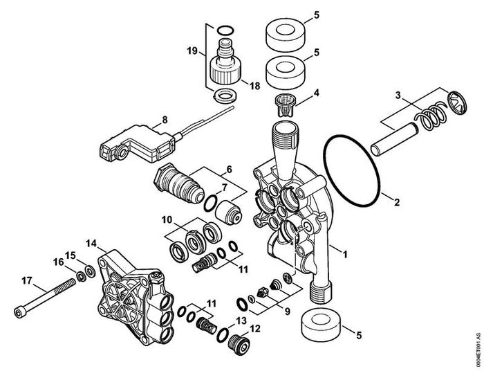 STIHL 4775-700-4600 Ventilblock positie 14 technische tekening