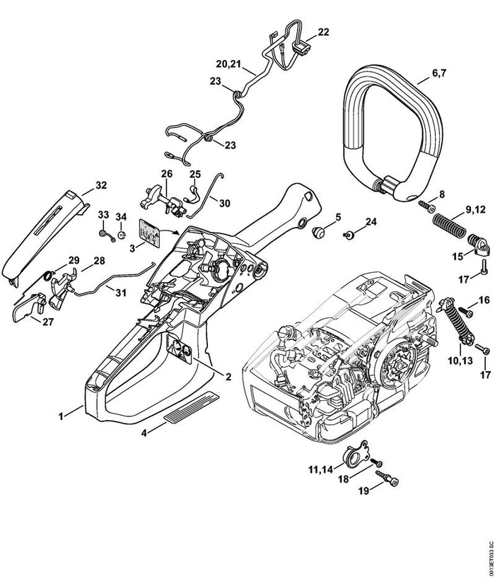 STIHL 1145-440-3004 Kabelbaum positie 20 technische tekening