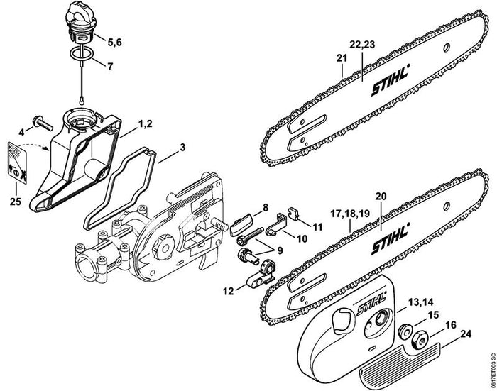 STIHL 0000-967-7337 Warnhinweis Piktogramm HT positie 25 technische tekening