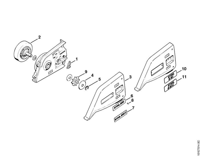 STIHL 1207-642-1310 Kettenrad 3/8" 8Z positie 9 technische tekening
