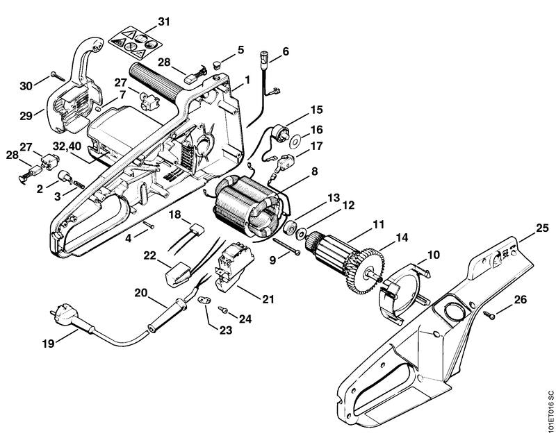 STIHL 1207-435-0301 Schalter positie 21 technische tekening