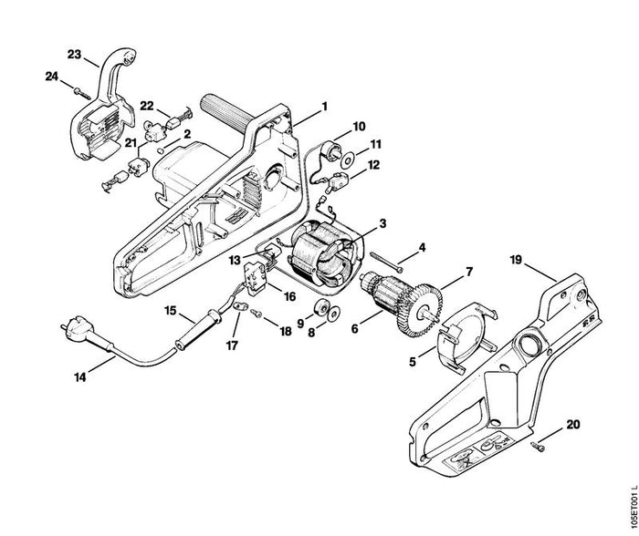 STIHL 1206-600-0100 Stator 230 V positie 3 technische tekening