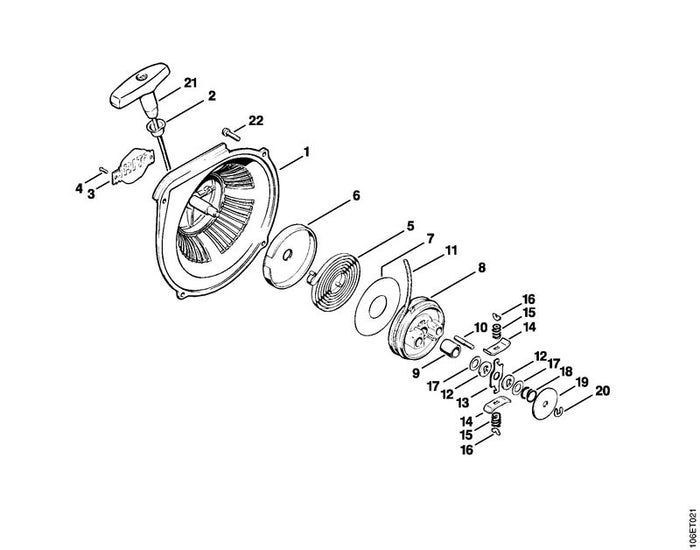 STIHL 1106-190-0600 Rückholfeder positie 5 technische tekening
