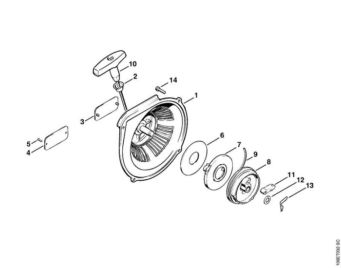 STIHL 1106-080-2002 Lüftergehäuse positie 1 technische tekening