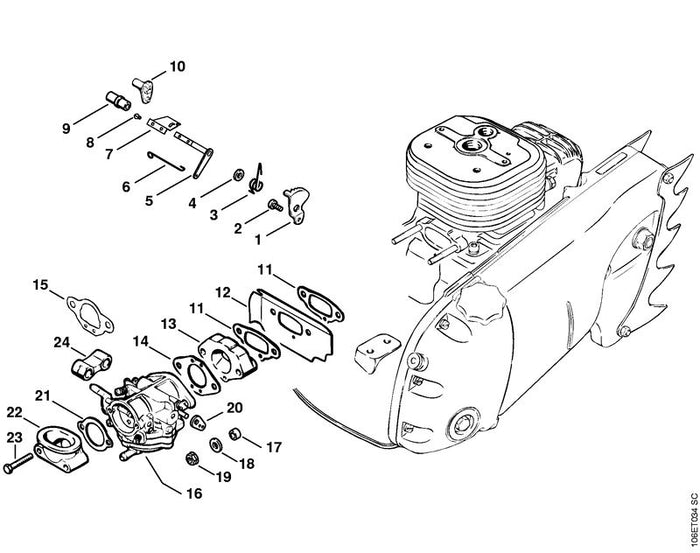 STIHL 1106-123-7600 Lasche positie 20 technische tekening