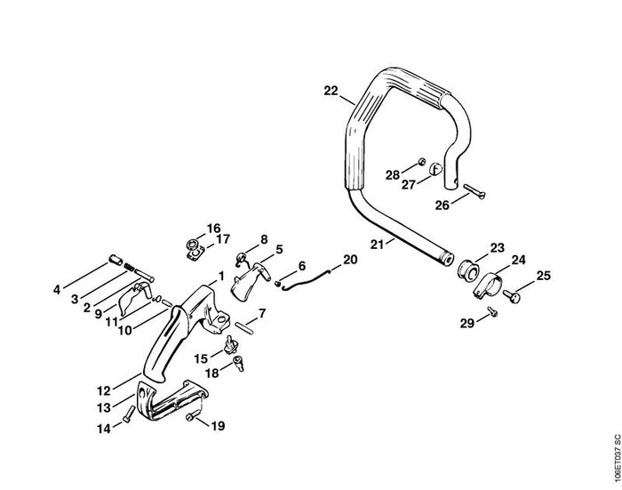 STIHL 9015-319-1800 Sechskantschraube DIN933-M8x20-Z4 positie 25 technische tekening