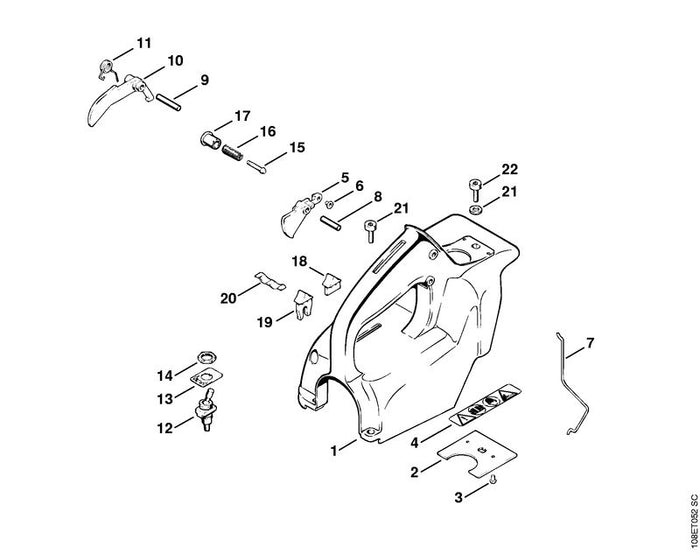 STIHL 1108-084-4100 Schieber positie 18 technische tekening