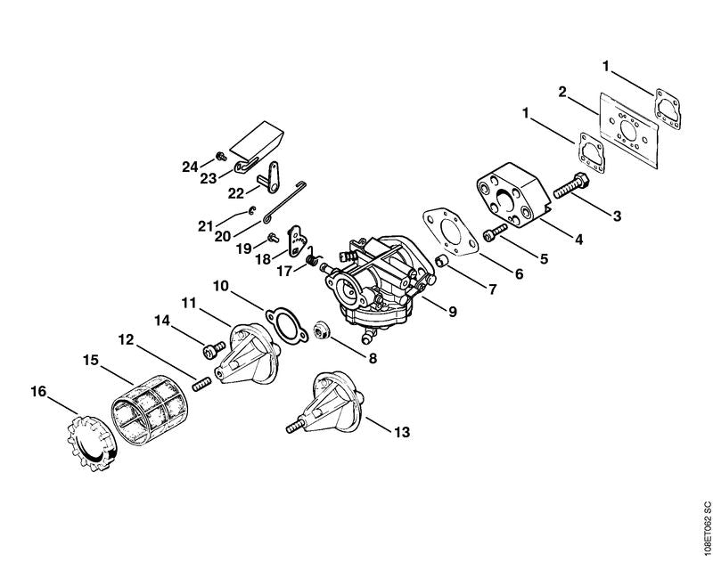 STIHL 1108-122-3200 Schenkelfeder positie 17 technische tekening