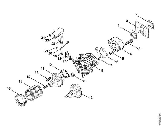 STIHL 1108-122-3200 Schenkelfeder positie 17 technische tekening