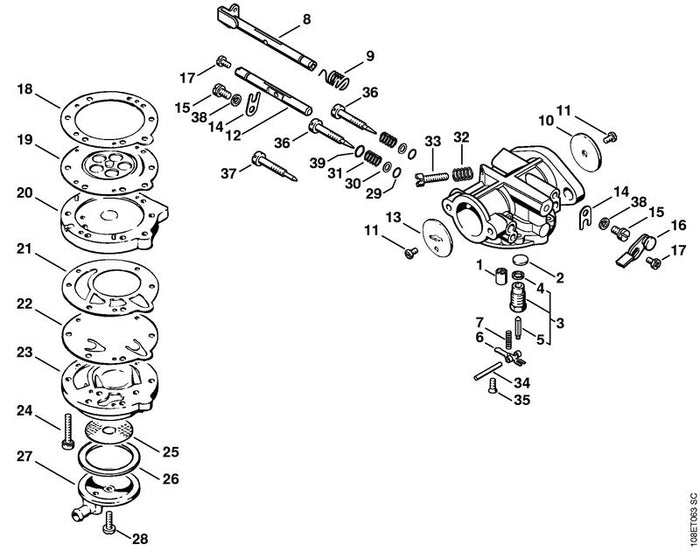 STIHL 1108-121-3000 Startwelle positie 12 technische tekening