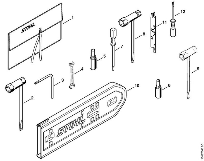 STIHL 1108-890-3400 Kombischlüssel positie 8 technische tekening