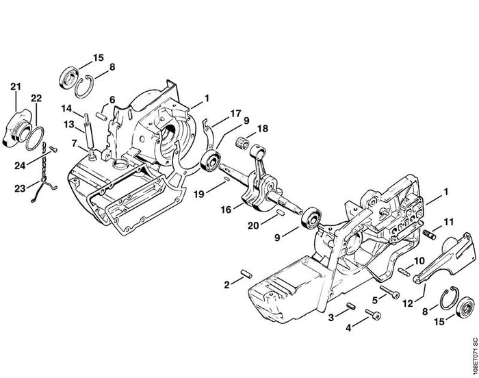 STIHL 1108-162-5200 Bolzen positie 10 technische tekening