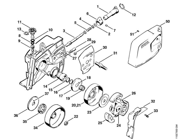 STIHL 0000-997-5811 Zugfeder positie 26 technische tekening