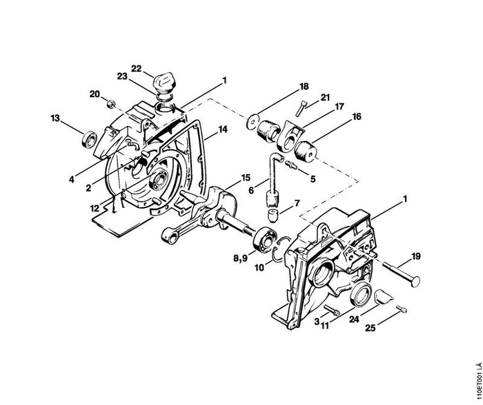 STIHL 1114-656-7700 Kettenfänger positie 24 technische tekening
