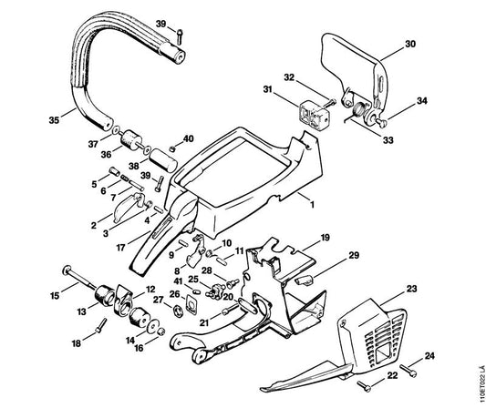 STIHL 1114-182-8900 Bolzen positie 7 technische tekening