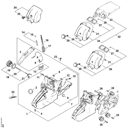 STIHL 1118-358-7700 Schlauch positie 16 technische tekening