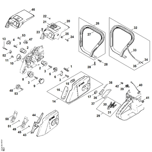 STIHL 1118-790-1701 Griffrohr positie 26 technische tekening