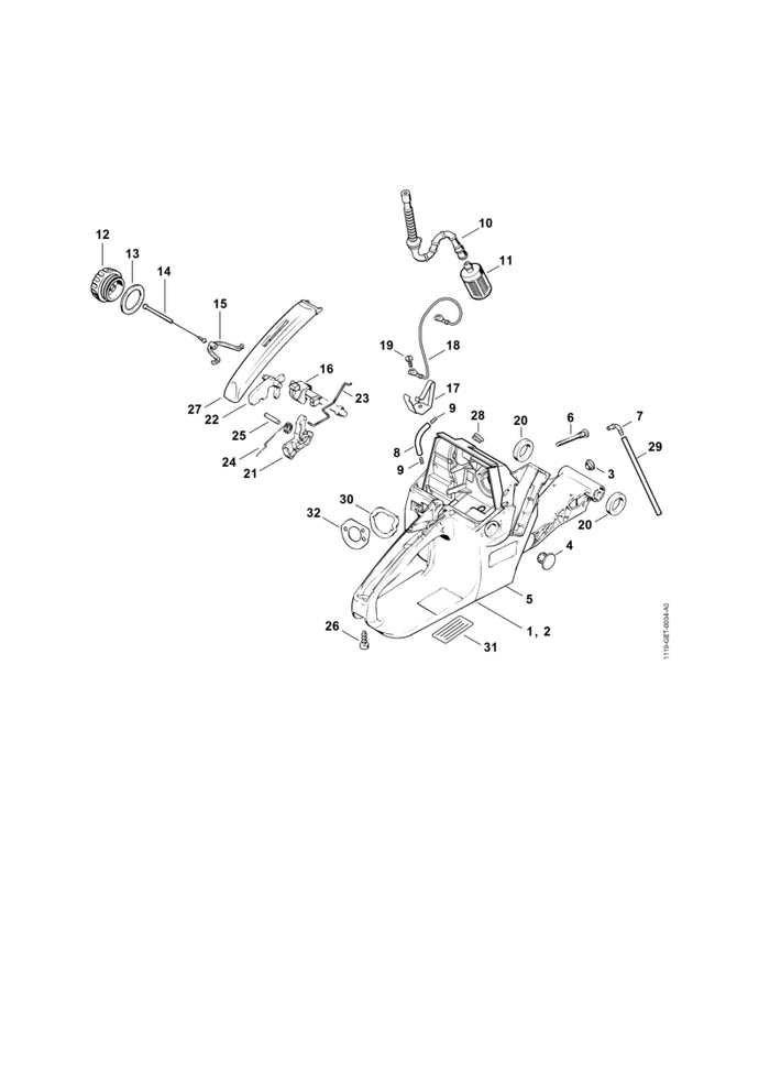 STIHL 1118-791-0602 Griffschale positie 27 technische tekening