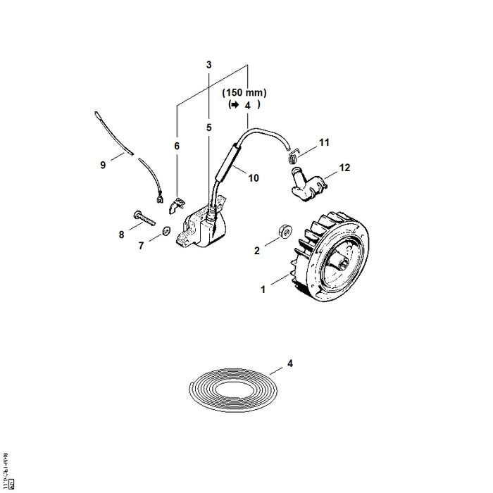 STIHL 1119-400-1206 Schwungrad positie 1 technische tekening