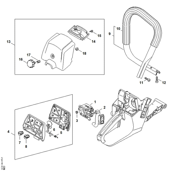 STIHL 1119-120-1628 Luftfilter, Vlies positie 4 technische tekening
