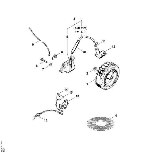 STIHL 1118-440-1100 Kurzschließleitung 330 mm positie 9 technische tekening