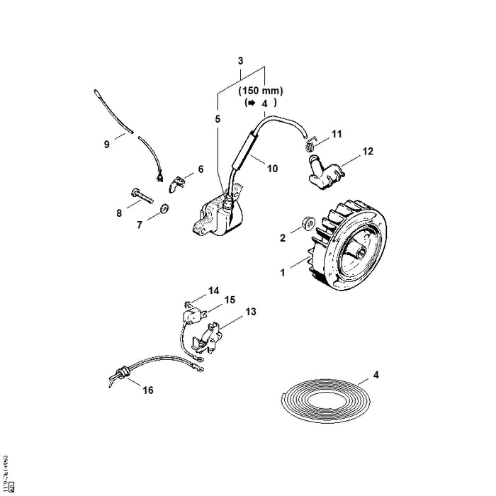 STIHL 1118-440-1100 Kurzschließleitung 330 mm positie 9 technische tekening