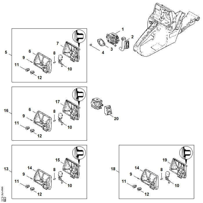 STIHL 0000-997-5505 Zugfeder positie 8 technische tekening