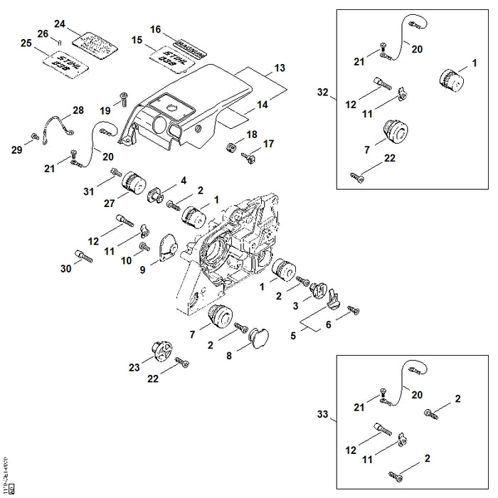 STIHL 1119-084-8300 Abstrahlfolie positie 14 technische tekening