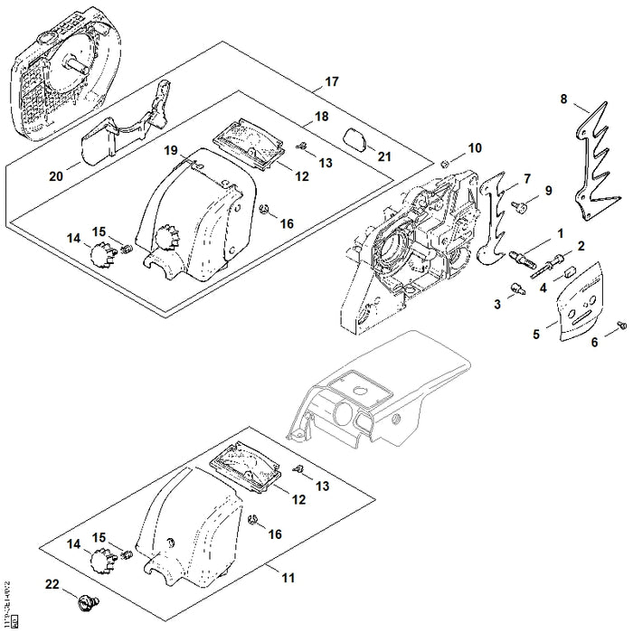 STIHL 1119-664-1000 Seitenblech innen positie 5 technische tekening