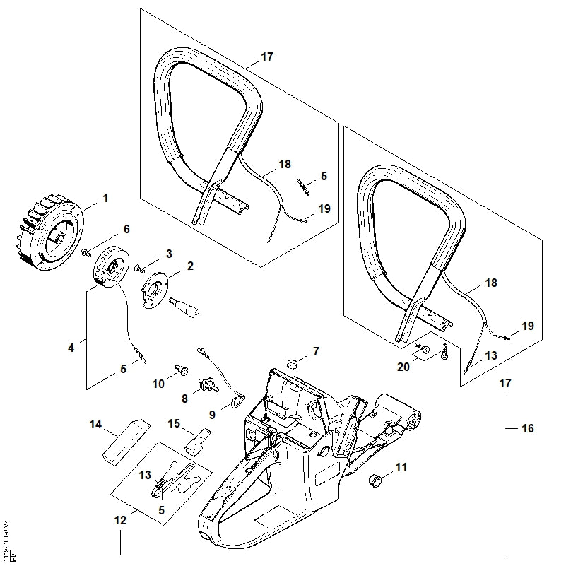 STIHL 1121-791-9000 Druckstück positie 14 technische tekening