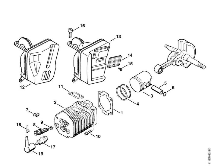 STIHL 1115-034-3010 Verdichtungsring Ø 52x1,5 mm positie 4 technische tekening