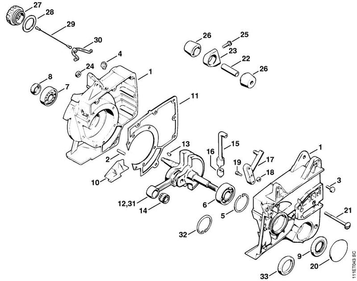 STIHL 1108-649-5000 Dichtring 5x8,3x4,3 positie 18 technische tekening
