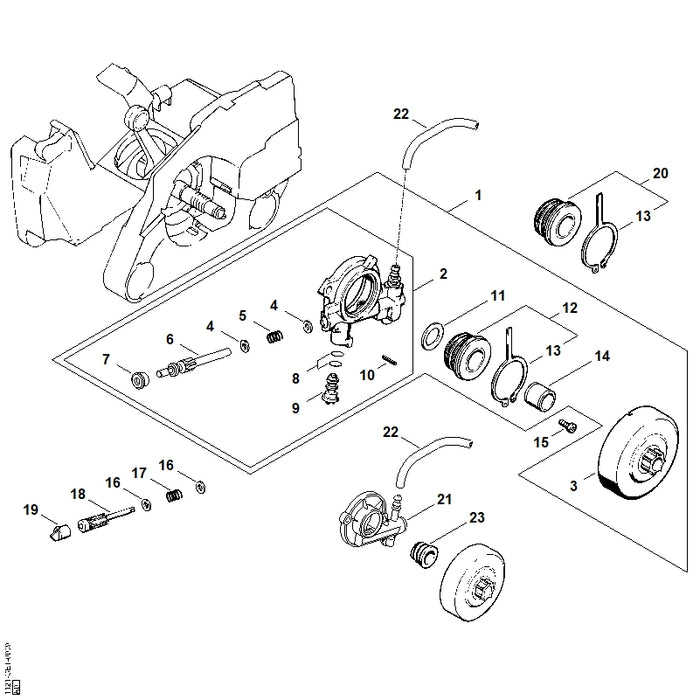 STIHL 0000-997-0504 Druckfeder positie 17 technische tekening