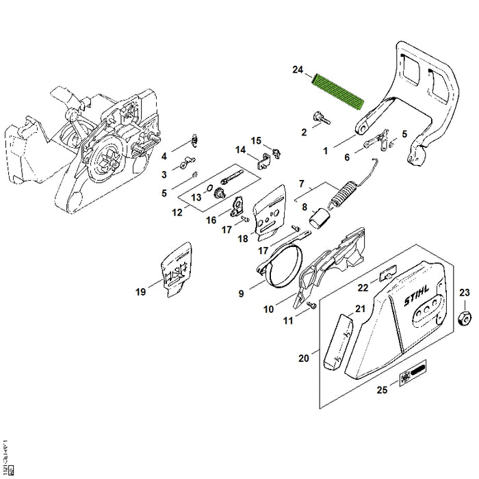 STIHL 1121-160-5501 Zugfeder positie 7 technische tekening