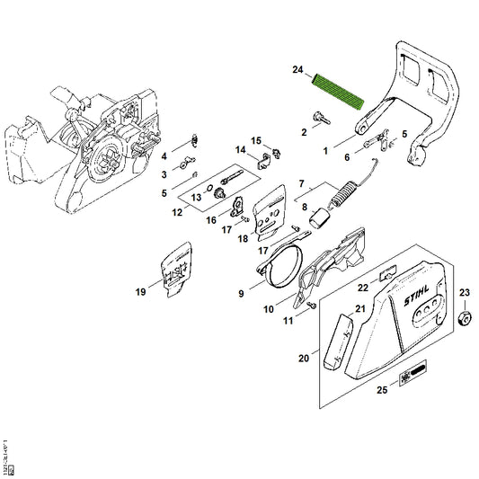 STIHL 1121-792-9101 Handschutz positie 1 technische tekening