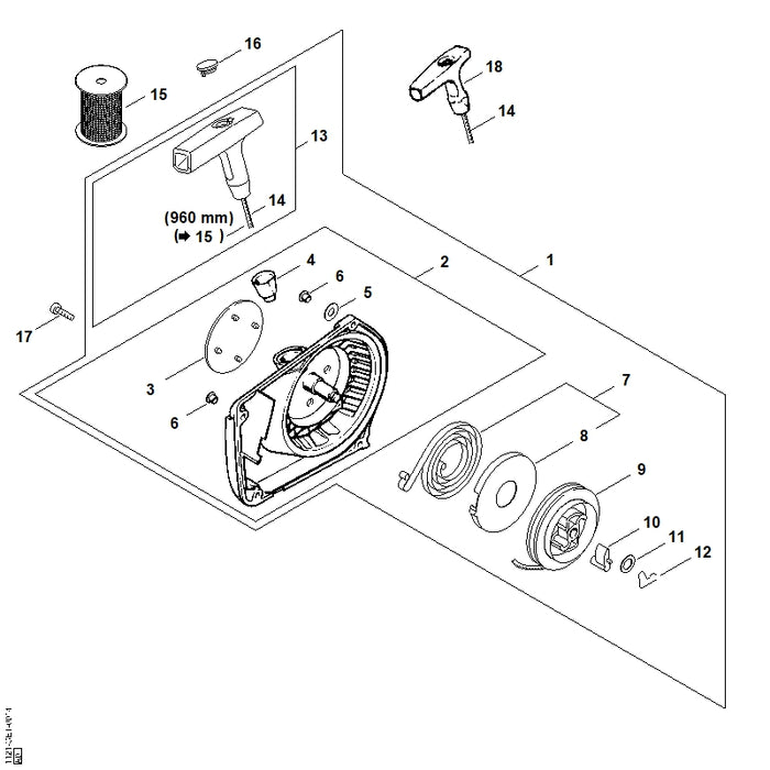 STIHL 1121-967-1509 Typenschild MS 260 C positie 3 technische tekening