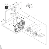 STIHL 1121-080-2101 Lüftergehäuse mit Anwerfvorrichtung positie 1 technische tekening