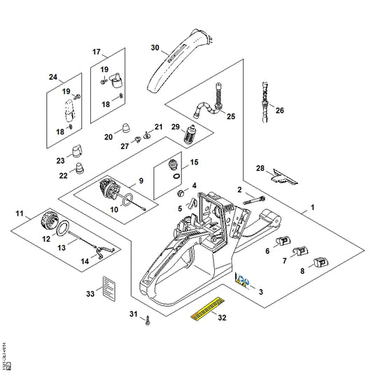 STIHL 1121-358-7705 Schlauch positie 26 technische tekening
