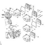 STIHL 1122-020-1219 Zylinder mit Kolben Ø 52 mm positie 1 technische tekening