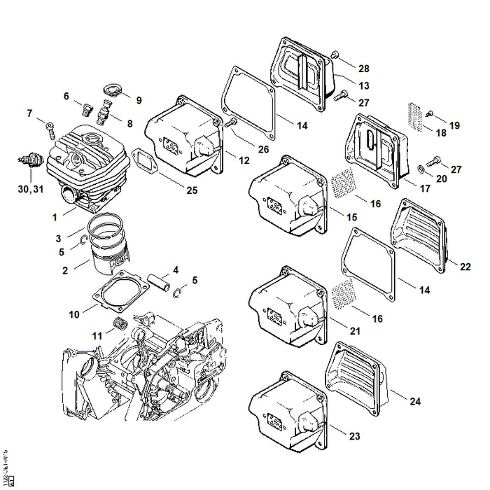 STIHL 1128-020-9400 Dekompressionsventil positie 8 technische tekening