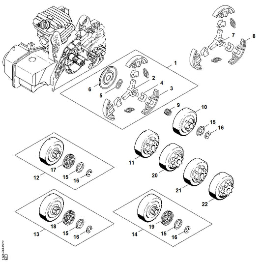STIHL 1121-162-3205 Mitnehmer positie 7 technische tekening