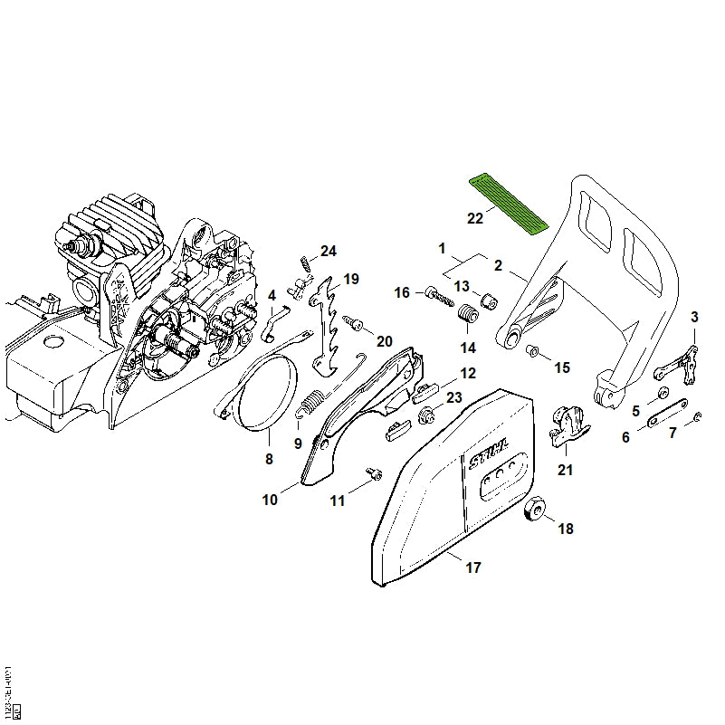 STIHL 1123-792-5505 Buchse positie 14 technische tekening
