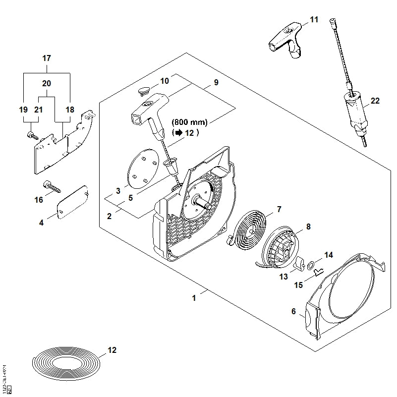 STIHL 1123-967-1515 Typenschild MS 250 C positie 3 technische tekening