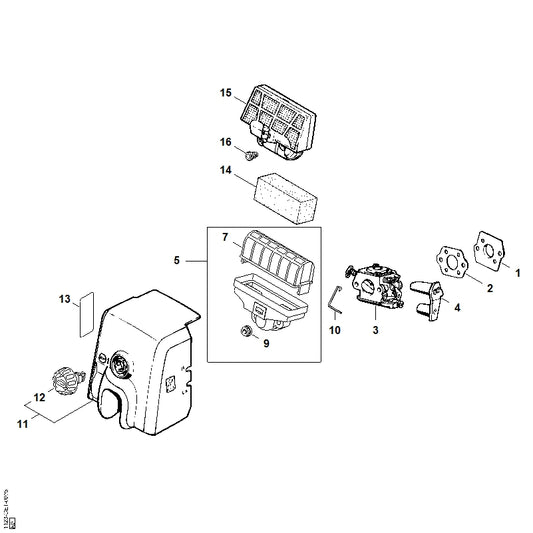 STIHL 1123-120-1613 Luftfilter, beflockt positie 7 technische tekening