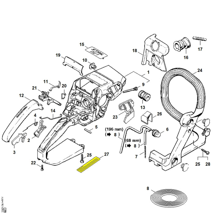 STIHL 0000-997-0229 Druckfeder positie 7 technische tekening