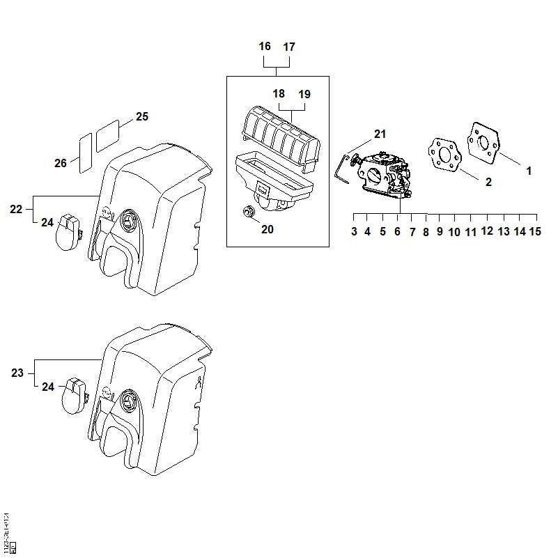 STIHL 1123-120-0606 Vergaser C1Q-S84H positie 7 technische tekening